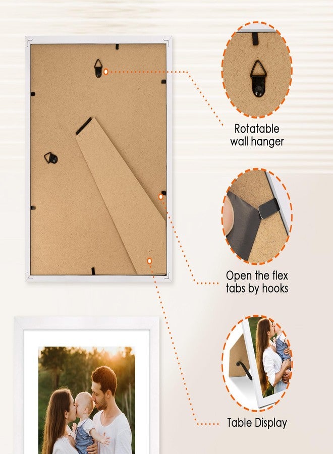 FIXSMITH 8x10 Picture Frame Set of 2, Photo Frame with HD Plexiglass, Display Pictures 5x7 with Mat or 8x10 Without Mat, White Picture Frames Collage for Tabletop or Wall Display - Image 5