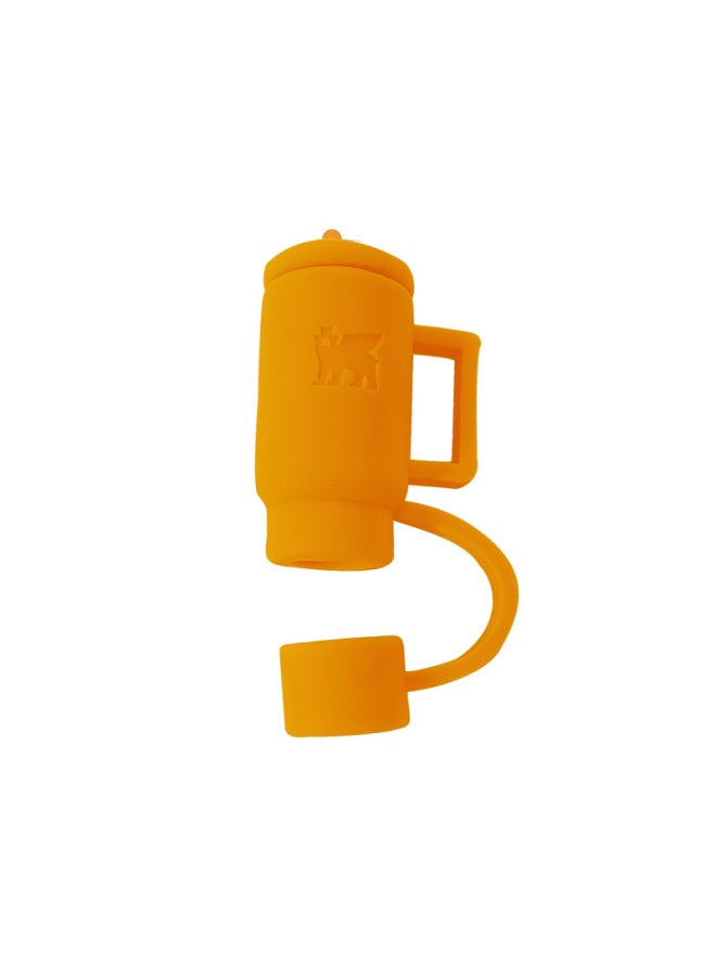 Food Grade Silicone Straw Cap Flower Bottle Cap Shape Silicone Straw Plug 10mm Straw Dust Cap Dust Plug-Color:Kettle Yellow - Image 1