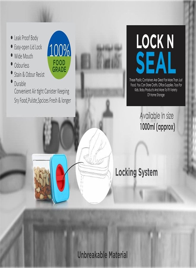 Machak Lock N Seal Airtight Storage Containers Set for Kitchen 1kg (Blue, Set of 12) - Image 4