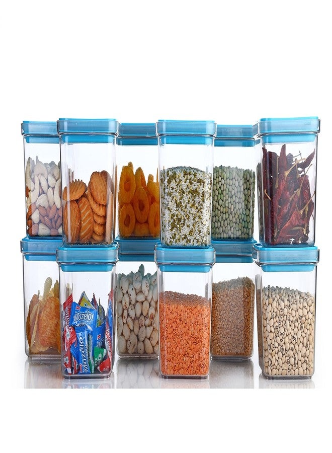 Machak Lock N Seal Airtight Storage Containers Set for Kitchen 1kg (Blue, Set of 12) - Image 1