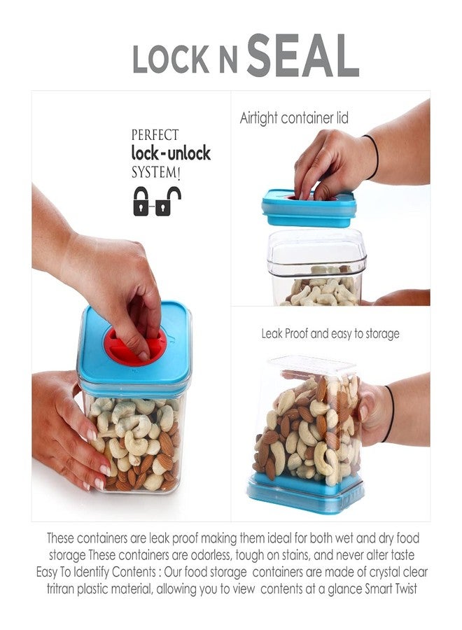 Machak Lock N Seal Airtight Storage Containers Set for Kitchen 1kg (Blue, Set of 12) - Image 2