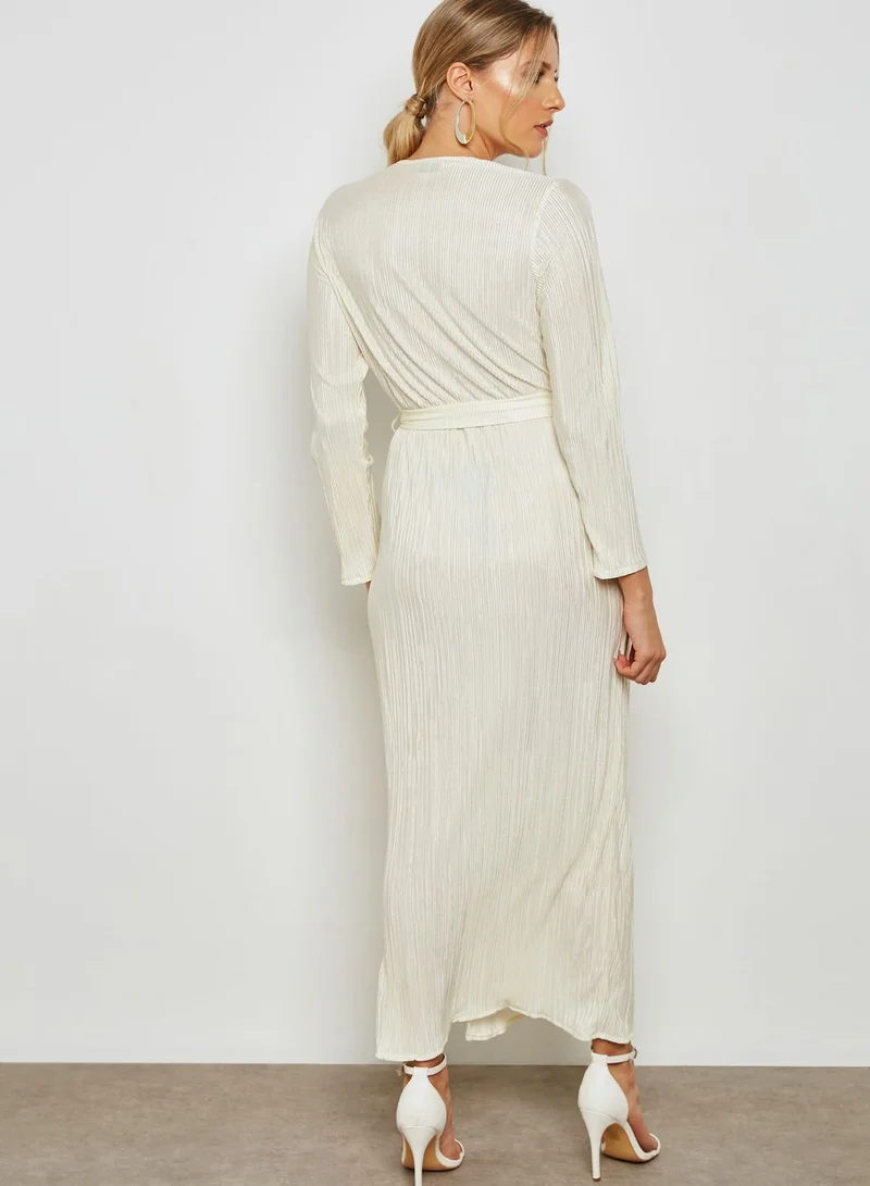 ELLA Plisse Wrap Front Maxi Dress