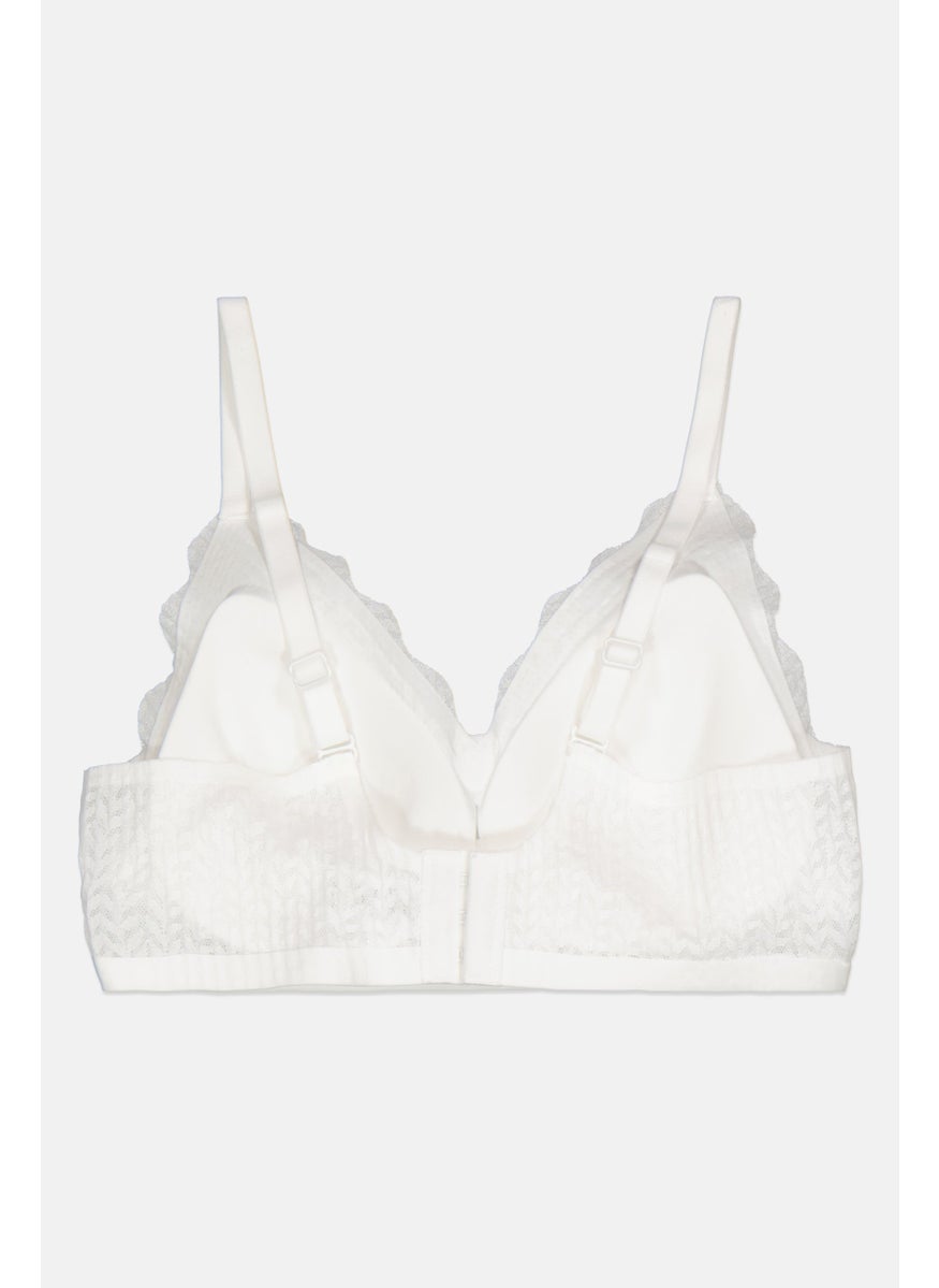 bebe Women Textured Lightly Padded Bra, White  - Image 2