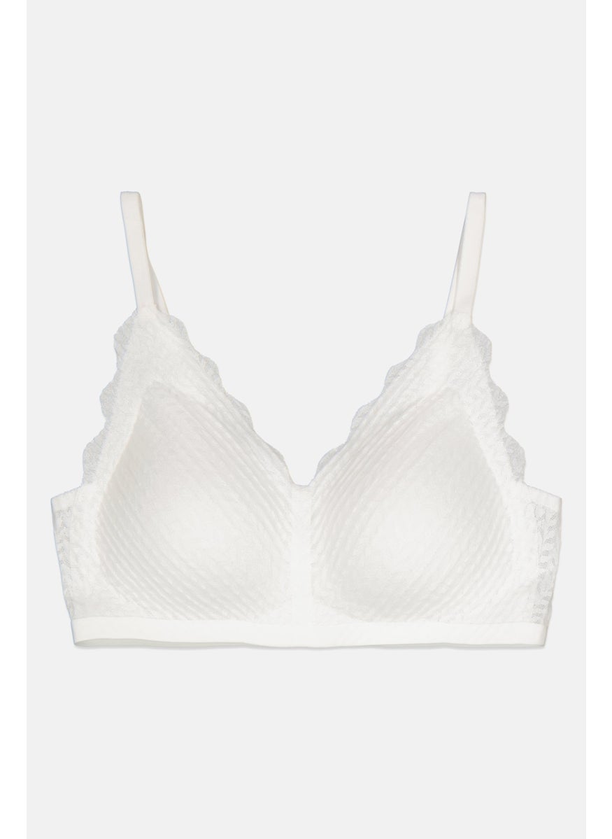 bebe Women Textured Lightly Padded Bra, White  - Image 1