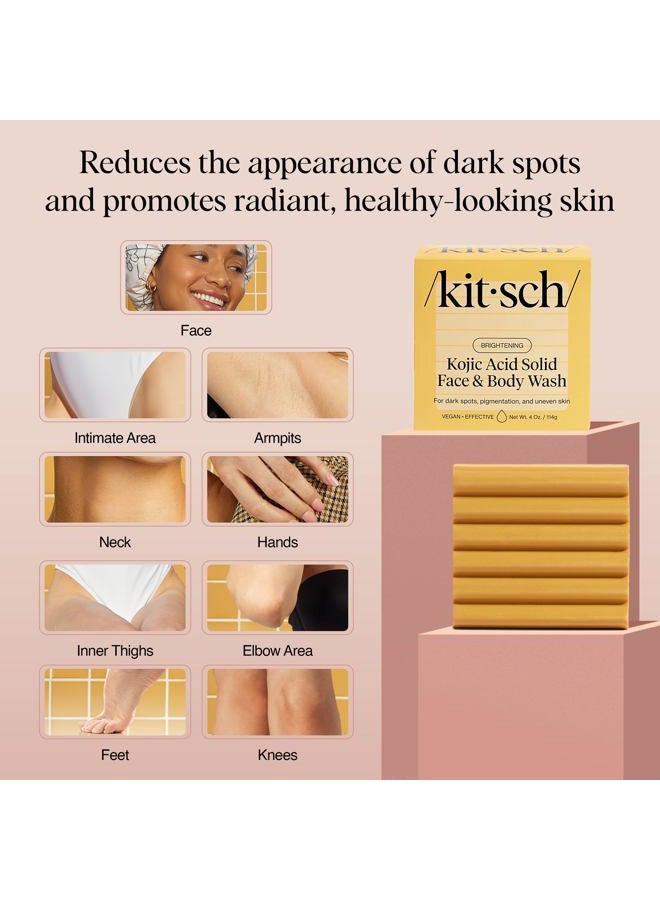 Kitsch Kojic Acid Soap – Turmeric Soap Bar with Hyaluronic Acid & Shea Butter – Brightening & Hydrating Body Wash & Face Wash for Dark Spots, Even Skin Tone & Natural Glow - Made in USA - 4 oz - Image 3