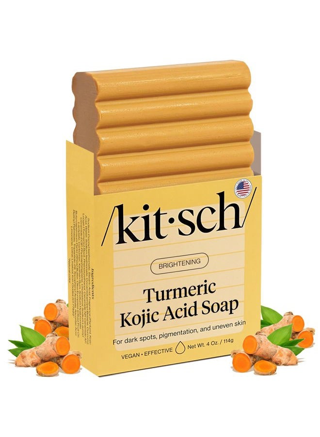 Kitsch Kojic Acid Soap – Turmeric Soap Bar with Hyaluronic Acid & Shea Butter – Brightening & Hydrating Body Wash & Face Wash for Dark Spots, Even Skin Tone & Natural Glow - Made in USA - 4 oz - Image 1