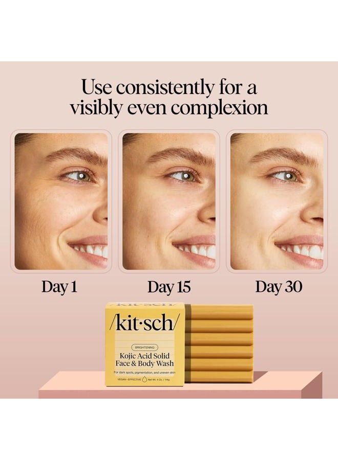 Kitsch Kojic Acid Soap – Turmeric Soap Bar with Hyaluronic Acid & Shea Butter – Brightening & Hydrating Body Wash & Face Wash for Dark Spots, Even Skin Tone & Natural Glow - Made in USA - 4 oz - Image 4