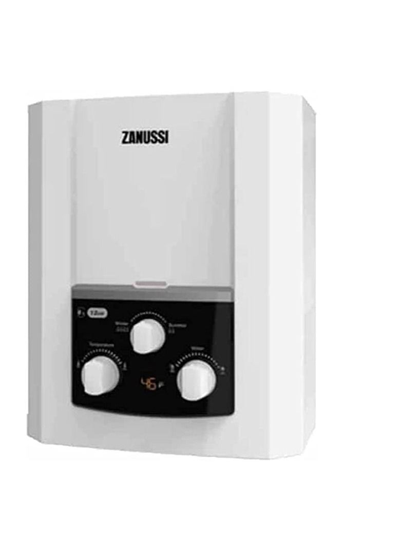 ZANUSSI Gas water heater digital display 6 liter 3 knobs with adapter without chimney Automatic ignition works White 945105567 