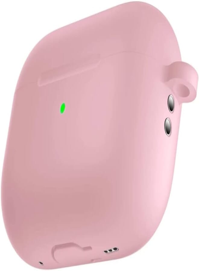 غطاء دادو لسماعات AirPods Pro 2 الجيل الثاني مع سلسلة مفاتيح، غطاء جلد سيليكون ناعم كامل الحماية مع رؤية LED أمامية (وردي)