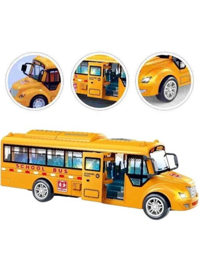 Yellow School Bus Toy with Lights & Sounds, Friction-Powered Kids Toy, Side Door Opens, Fun Gift for Ages 3+ Boys & Girls - Image 1