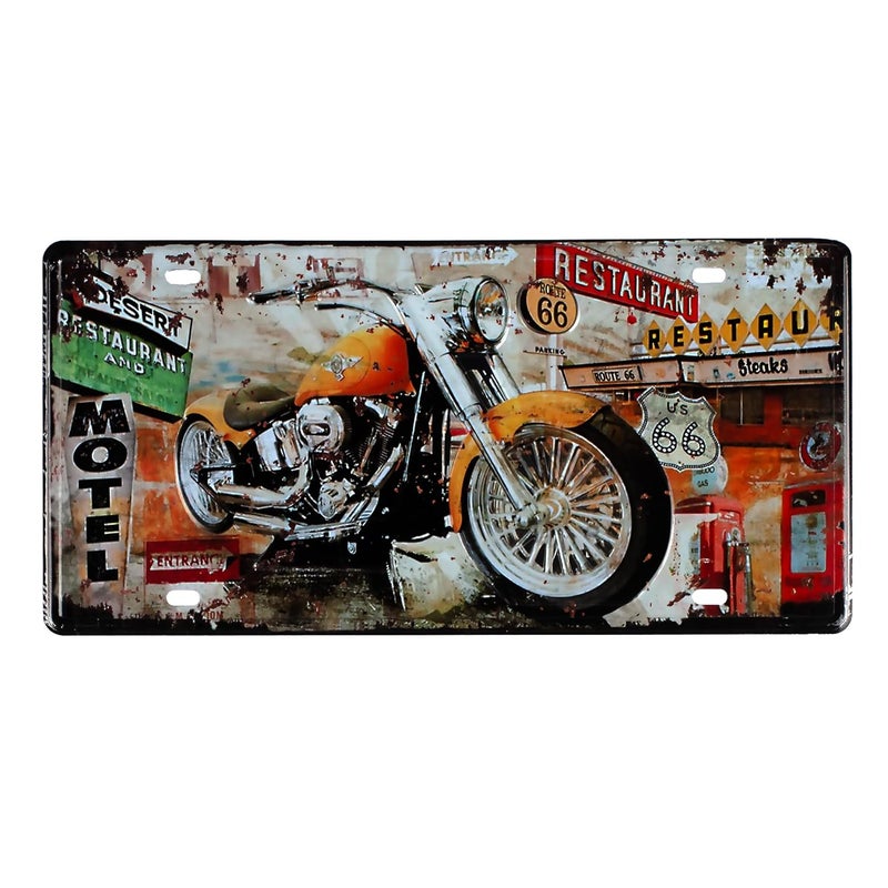 Eazywagon "Motel Chevrolet Motorbike" Vintage Retro Metal Signs - License Wall Plate, Car Tag - Ideal for Cafe, Restaurant, Shop, Home, Hotel, Club, Office, Living Area - Design Plaque - Image 1