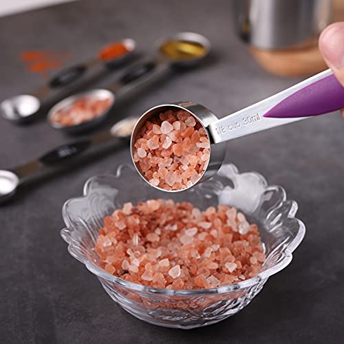 Turewin Measuring Cups and Spoons Set Stainless Steel Including 8 Stackable Measuring Cup 8 Double Sided Magnetic Measuring Spoons with 1 Leveler for Dry and Liquid Ingredients - Image 4
