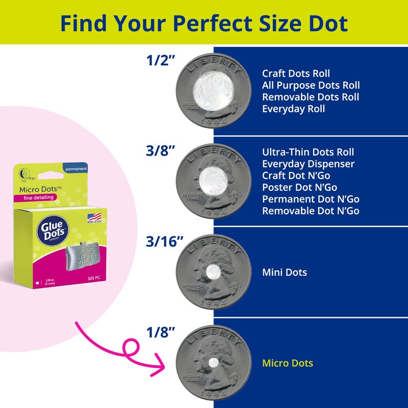 Glue Dots نقاط الغراء، نقاط صغيرة، مزدوجة الجوانب، دائمة، 1/8"، 325 نقطة، غراء قلم الرسم بالألماس، شريط غراء للحرف اليدوية، نقاط غراء لاصقة، بديل الغراء السائل الساخن، شفاف - Image 5