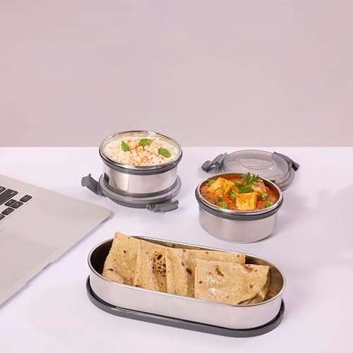 Nayasa Aqua Duplex Stainless Steel Office Lunch Box Set with Soft Insulated Bag | Leak Proof Tiffin Box | 580 ml | Black - Image 5