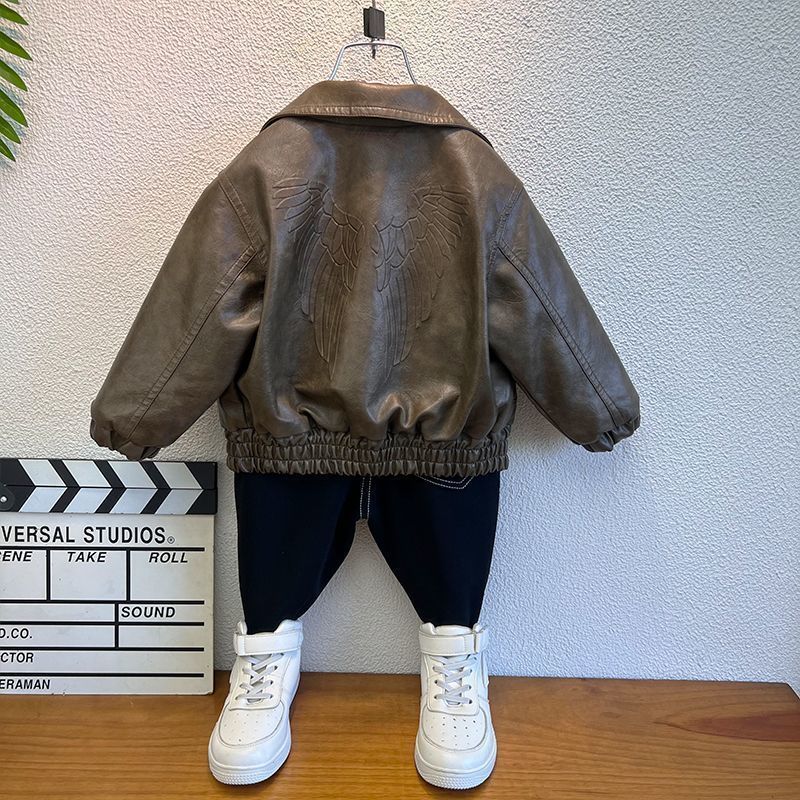 Boys Coat Arrival Light Luxury Vintage Children'S Leather Coat Duffy Handsome Boy Motorcycle Leather Jacket - Image 5