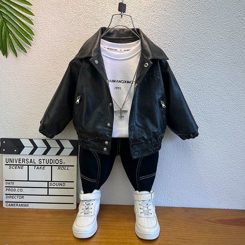 Boys Coat Arrival Light Luxury Vintage Children'S Leather Coat Duffy Handsome Boy Motorcycle Leather Jacket - Image 1
