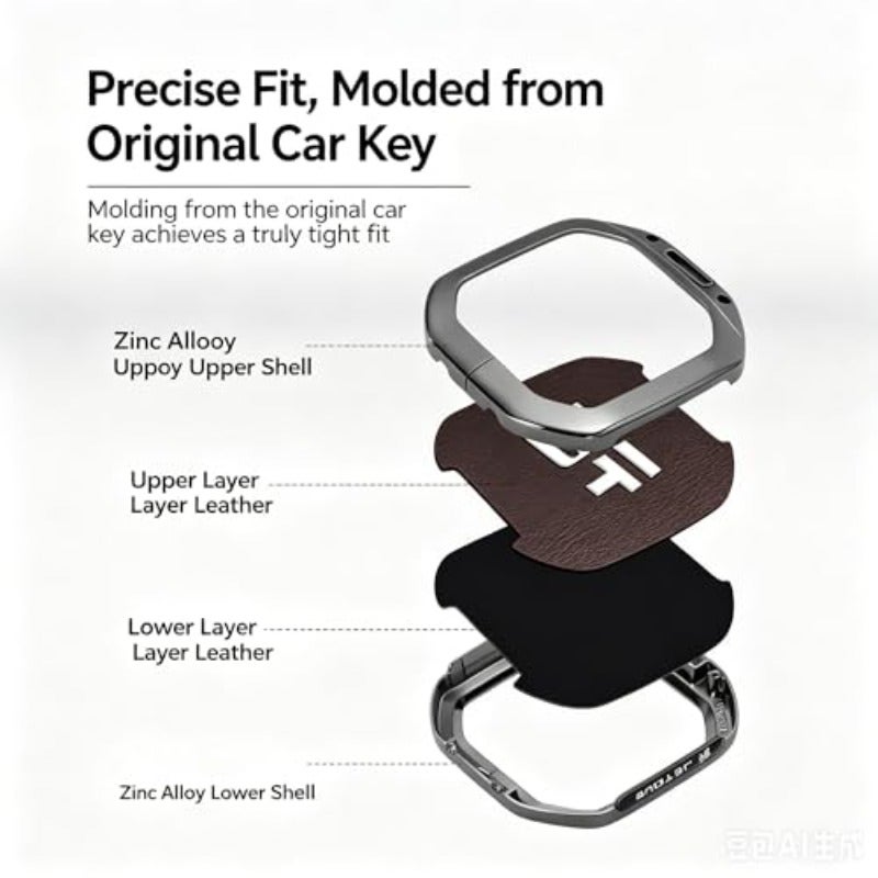 Jetour Car Key Fob Cover Case for Freedom Traveller Shanhai T1 T2 (2025-2026) - Brown, 4 Button with Keychain - Image 4