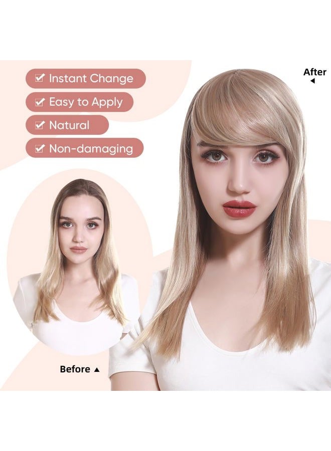 SARLA Side Bangs Dark Brown Clip in Synthetic Hair Pieces Straight Fake Bangs Extensions for Women - Image 5