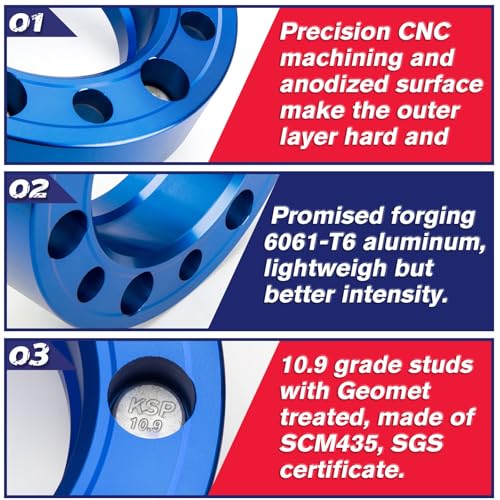 KSP PERFORMANCE KSP 6x5.5 Wheel Spacer Compatible with Toyota Tacoma 4Runner FJ Cruiser Tundra Sequoia, 1.5 inch 6x139.7mm 6 Lug Hub Centric Wheel Spacers with 106mm Bore 12x1.5 Studs for GX460 GX470, Set of 4 - Image 4