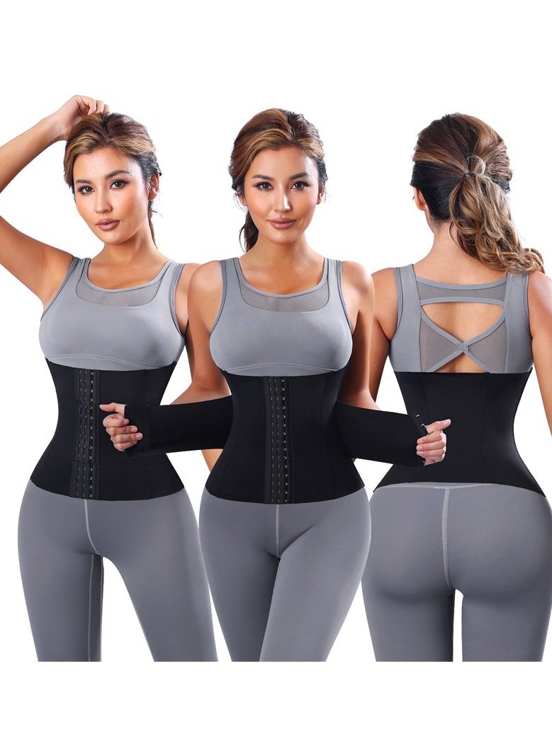 Adjustable Waist Slimming Corset Waist Trainer for Women,Breathable and Cozy Tummy Shaper Sauna Belt-Black