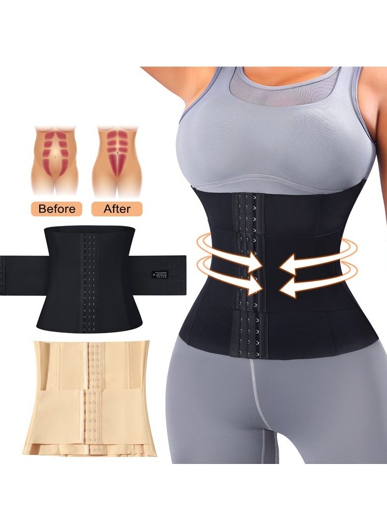 Adjustable Waist Slimming Corset Waist Trainer for Women,Breathable and Cozy Tummy Shaper Sauna Belt-Black