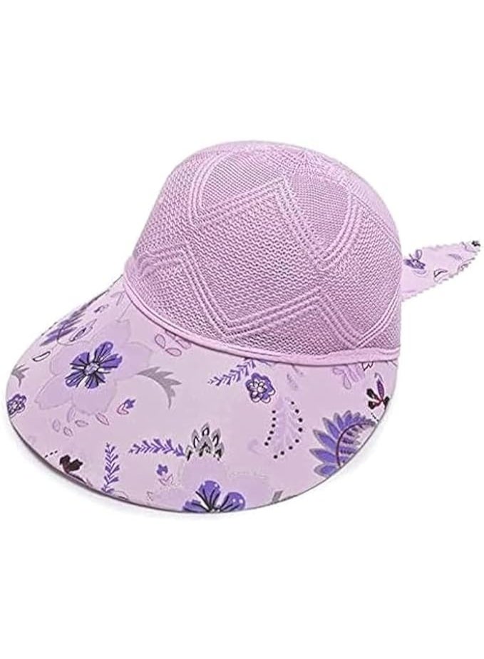 Girls' Lavender Mesh Cap with Floral Print – Stylish Summer Hat with Cute Ear Detail & Sun Protection for Outdoor Play-design may vary - Image 1
