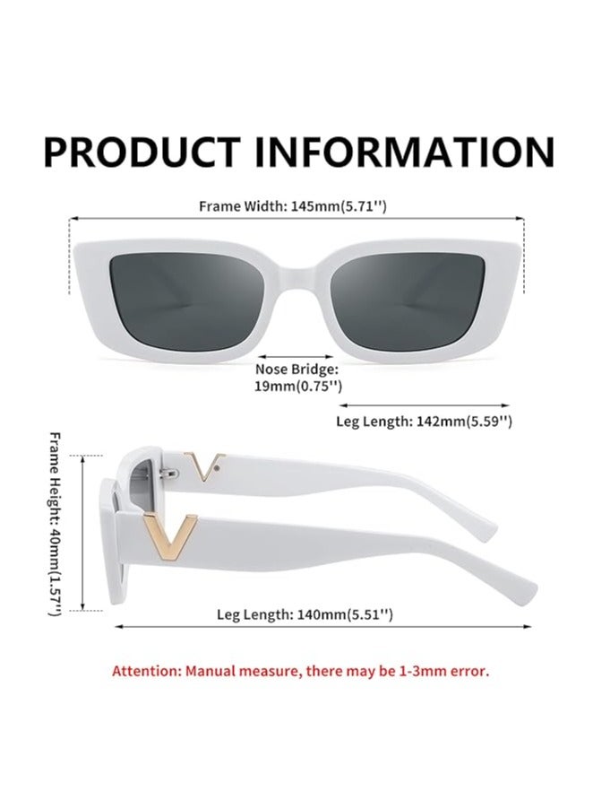 POLITE White Designer V Sunglasses for Women, Anti Glare Sun Shades For Vacation Beach Party - Image 4