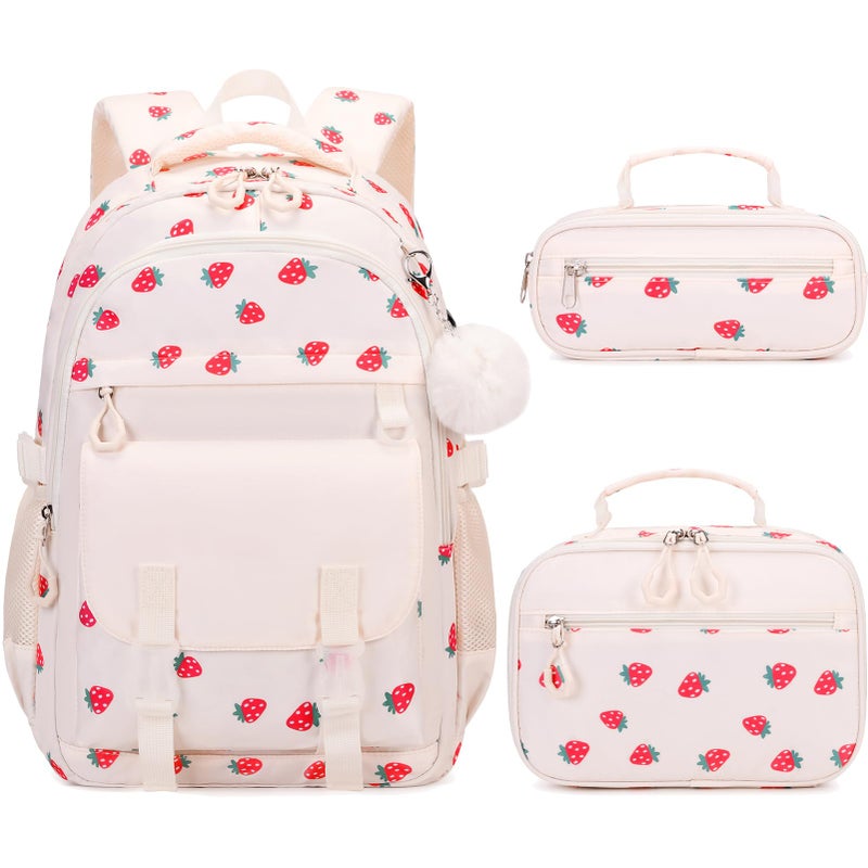 Scothen Backpack for Girls 3PCS Girls Backpack for School with Lunch Bag Pencil Case Kids Bookbag Kindergarten Elementary Middle School Bag with USB Charging Port - Image 2