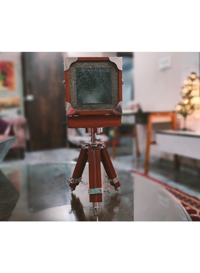 New Antique Vintage Look Film Camera Wooden Tripod Collectible Studio Gift Item Brown Color (22 Inches)