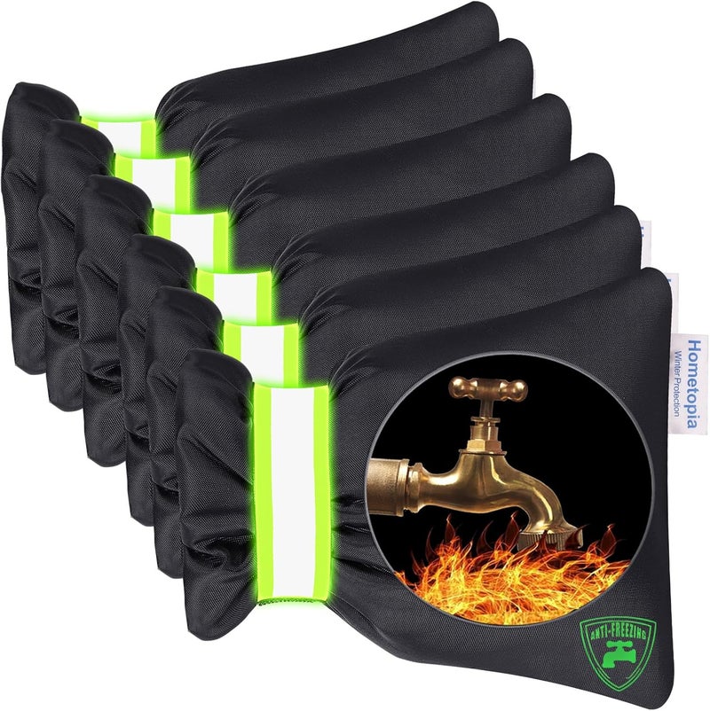 HOMETOPIA 6 Pack Outdoor Faucet Covers for Winter - Pro 6.7" W x 8.3" H Outdoor Water Faucet Cover Socks for Winter Freeze Protection Pipe Insulation Reusable Waterproof Insulated Spigot backflow Cover,Black - Image 2