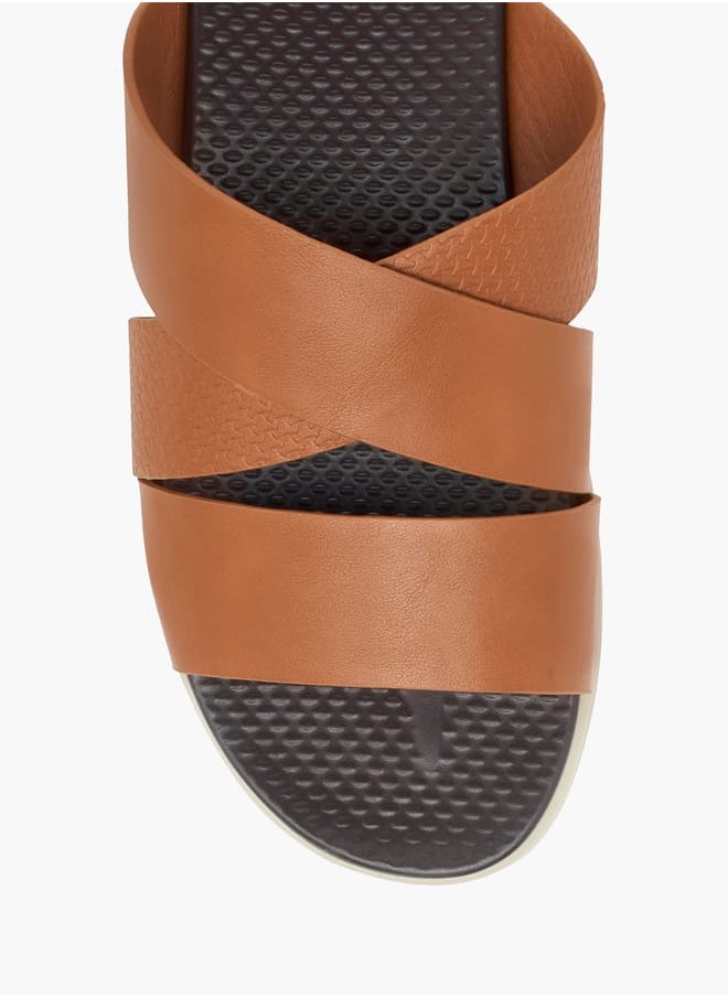 LBL by Shoexpress Men Textured Slip-On Cross Strap Sandals  - Image 2