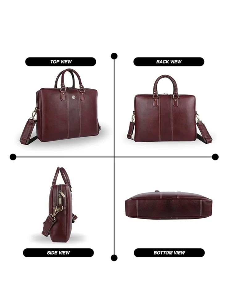 Hammonds Flycatcher  Leather Laptop Bag for Men/Office Bag for Men, Brushwood | Fits Up to 16 Inch Laptop/MacBook | Leather Bag with Shoulder Straps | Laptop Messenger Bag/Leather Bag for Men | LB197BR | XGVS for Men | Best Price UAE