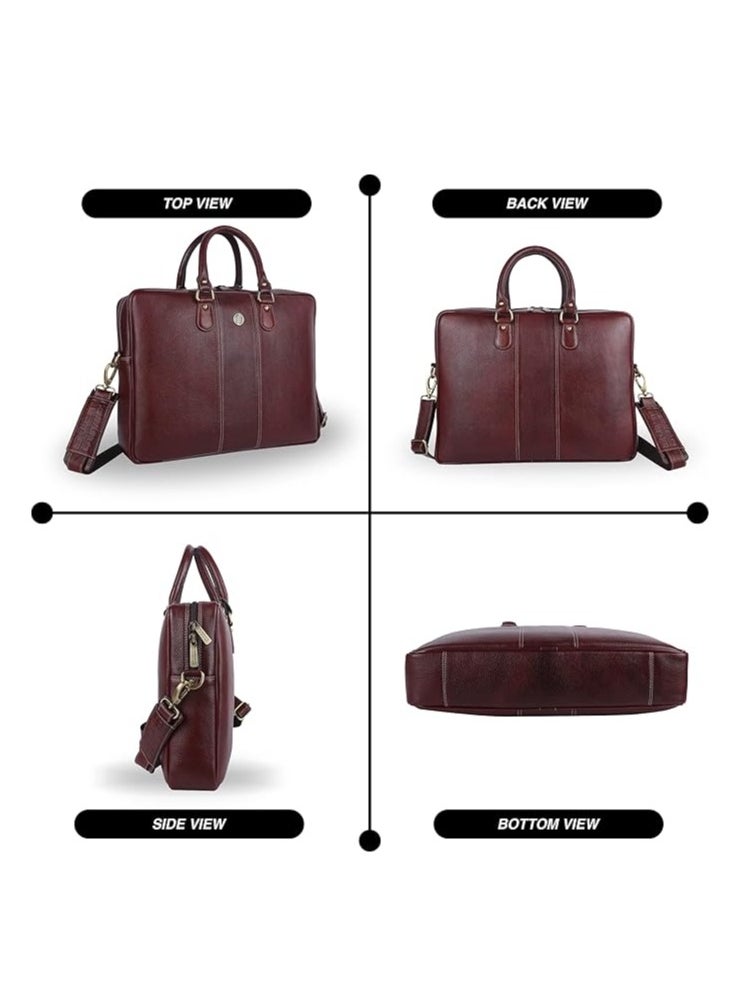 HAMMONDS FLYCATCHER Leather Laptop Bag for Men/Office Bag for Men, Brushwood | Fits Up to 16 Inch Laptop/MacBook | Leather Bag with Shoulder Straps | Laptop Messenger Bag/Leather Bag for Men | LB197BR | XGVS  - Image 5