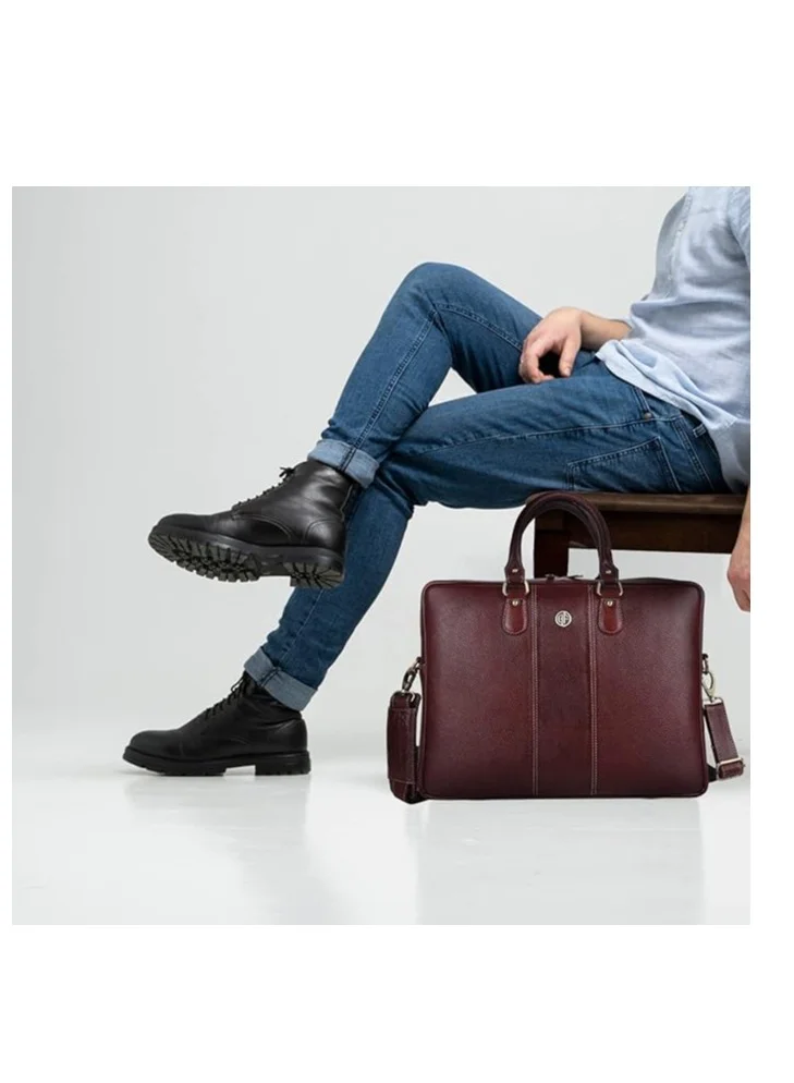 Hammonds Flycatcher  Leather Laptop Bag for Men/Office Bag for Men, Brushwood | Fits Up to 16 Inch Laptop/MacBook | Leather Bag with Shoulder Straps | Laptop Messenger Bag/Leather Bag for Men | LB197BR | XGVS for Men | Best Price UAE