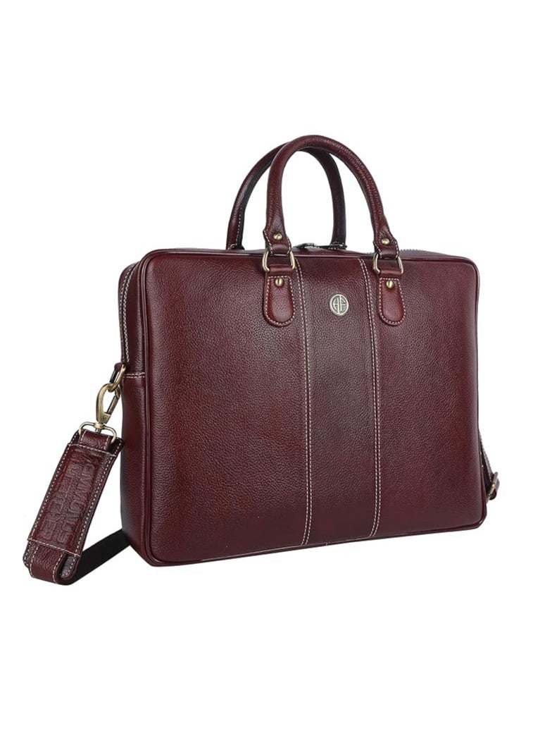 HAMMONDS FLYCATCHER Leather Laptop Bag for Men/Office Bag for Men, Brushwood | Fits Up to 16 Inch Laptop/MacBook | Leather Bag with Shoulder Straps | Laptop Messenger Bag/Leather Bag for Men | LB197BR | XGVS  - Image 1