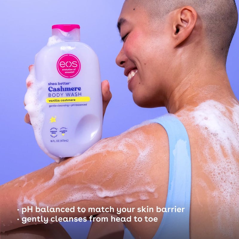 eos Shea Better Cashmere Body Wash, Vanilla Cashmere, Moisturizing, pH Balanced Body Wash, Creamy Gel Formula, Paraben & Phthalate Free, Sensitive Skin, 16 fl oz - Image 4