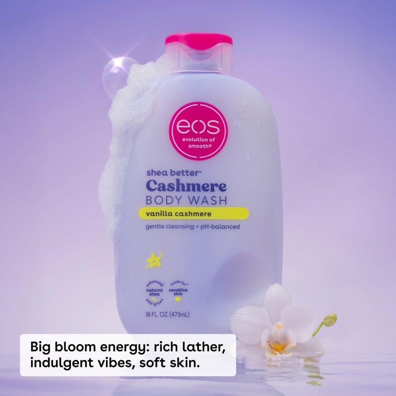 eos Shea Better Cashmere Body Wash, Vanilla Cashmere, Moisturizing, pH Balanced Body Wash, Creamy Gel Formula, Paraben & Phthalate Free, Sensitive Skin, 16 fl oz - Image 2