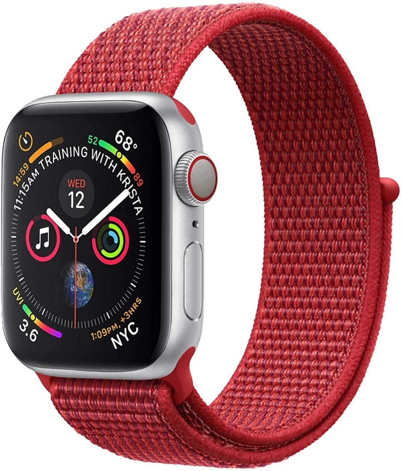 AWH Nylon Sport Strap Compatible with Apple Watch 42mm/44mm – Fitness Replacement Band for iWatch Series 6/5/4/3/2/1/SE (Red) - Image 1