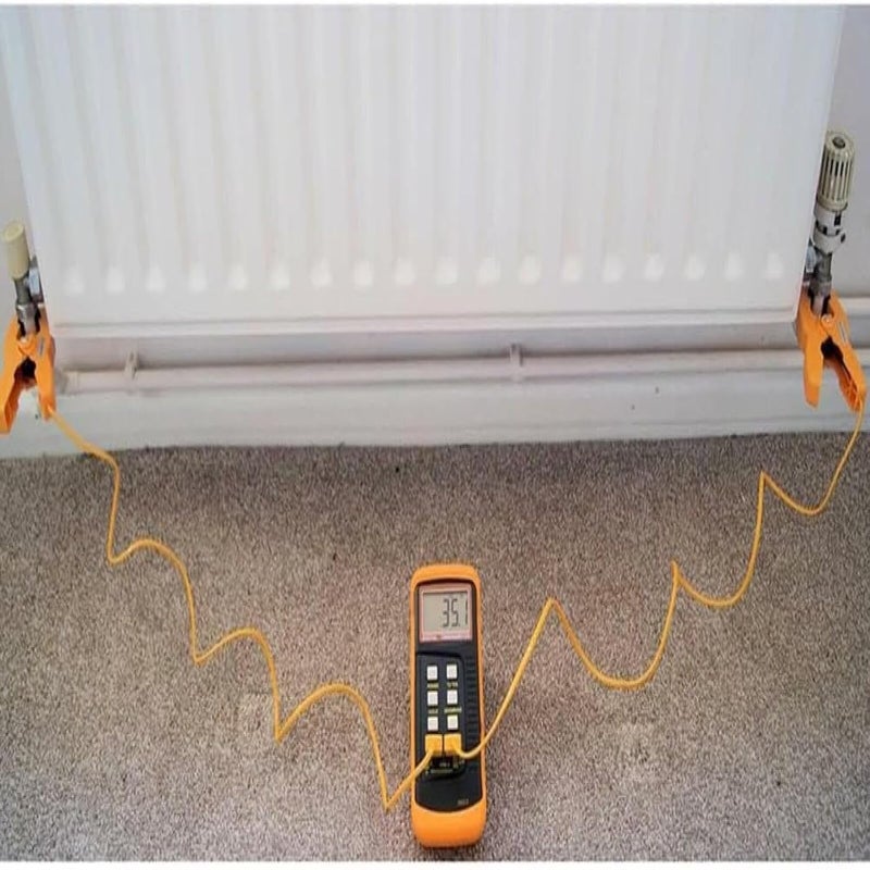 Dual-Channel K-type digital thermocouple thermometer (with 2 pipe clamps) yellow - Image 5