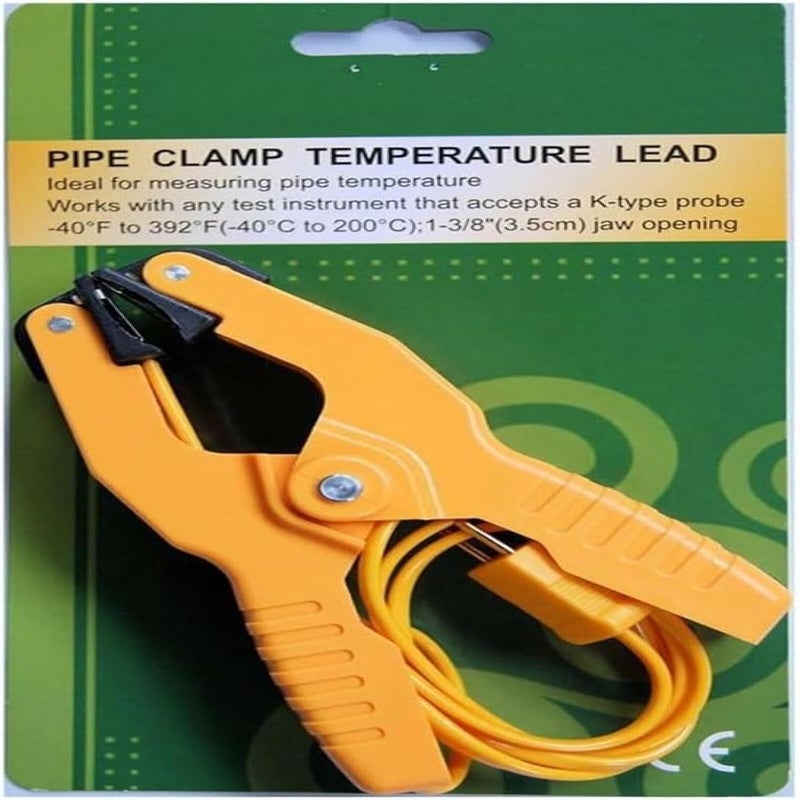 Dual-Channel K-type digital thermocouple thermometer (with 2 pipe clamps) yellow - Image 3
