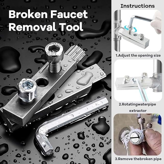 Zipron Faucet Angle Valve Broken Wire Extractor – Adjustable Universal Screw Extractor Tool for 1/2 inch & 3/4 inch Stripped Thread – Stainless Steel Broken Bolt Remover for Plumbing Repair - Image 3