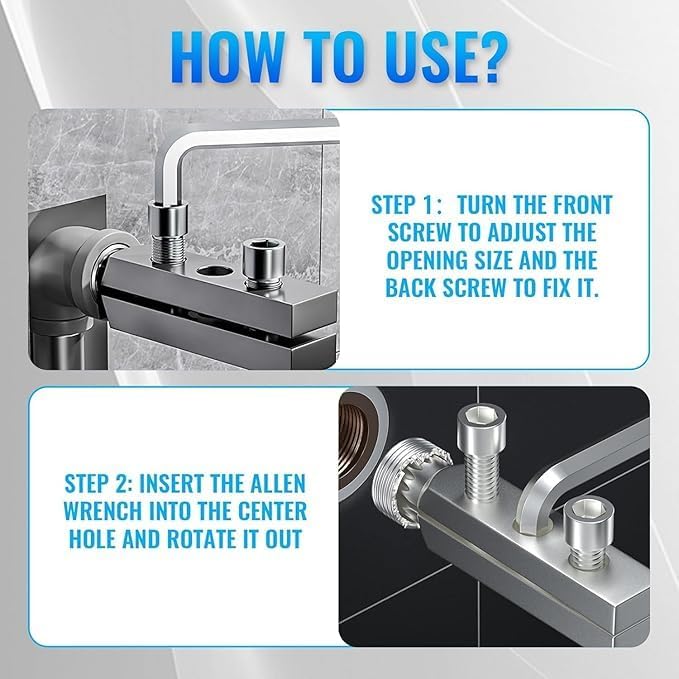 Zipron Faucet Angle Valve Broken Wire Extractor – Adjustable Universal Screw Extractor Tool for 1/2 inch & 3/4 inch Stripped Thread – Stainless Steel Broken Bolt Remover for Plumbing Repair - Image 5