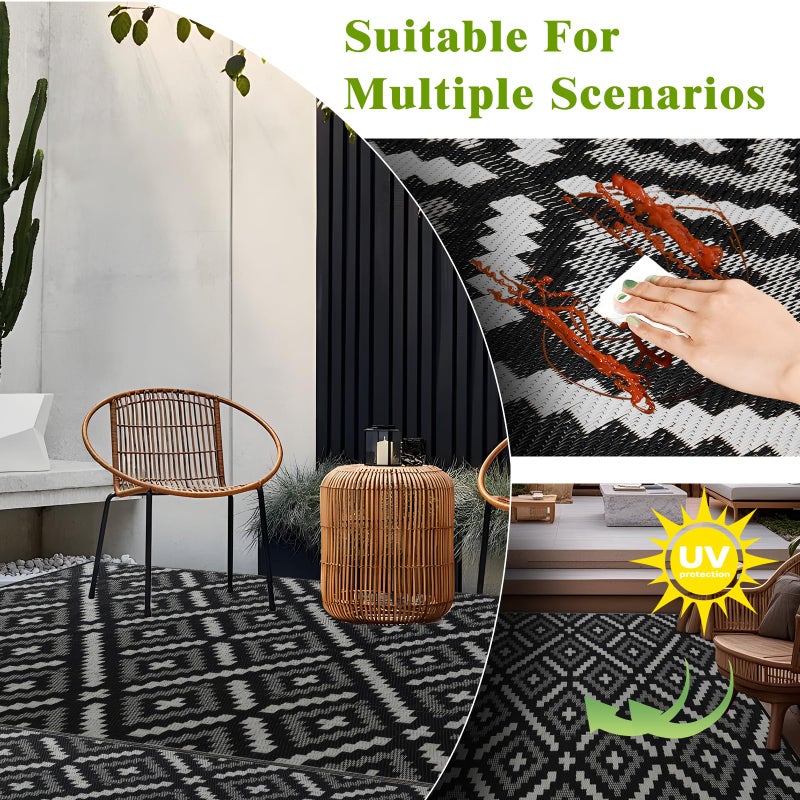 YONILE Outdoor Rug 5x8 ft Waterproof, Reversible Outdoor Plastic Straw Rug for Patios Clearance, Outdoor Area Rug Carpet RV Mat for Camping Backyard Deck Porch - Image 3