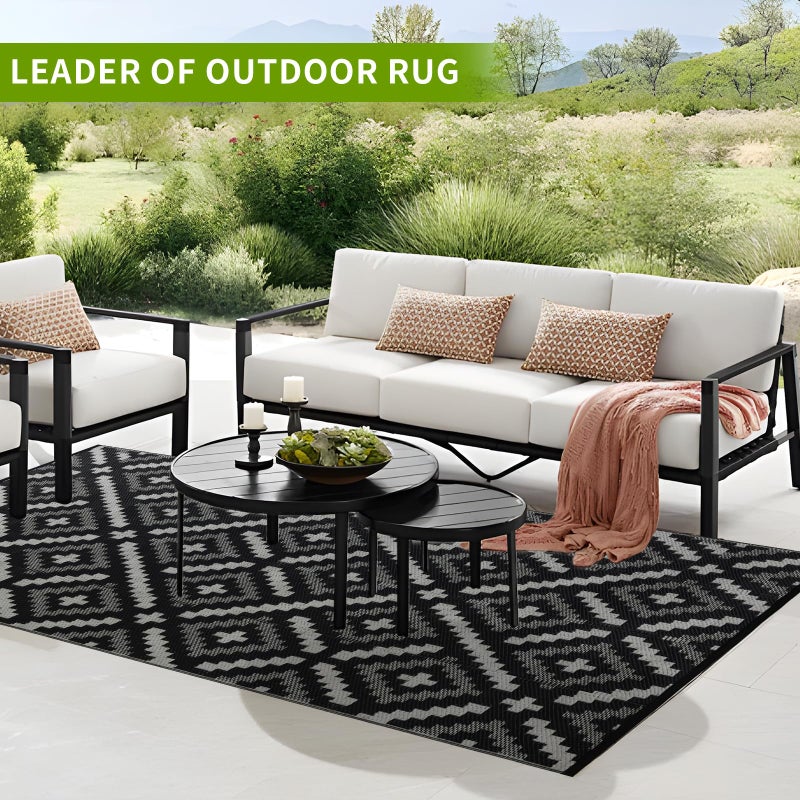 YONILE Outdoor Rug 5x8 ft Waterproof, Reversible Outdoor Plastic Straw Rug for Patios Clearance, Outdoor Area Rug Carpet RV Mat for Camping Backyard Deck Porch - Image 5