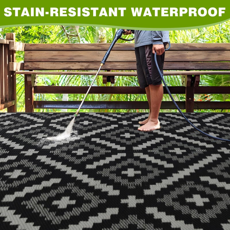 YONILE Outdoor Rug 5x8 ft Waterproof, Reversible Outdoor Plastic Straw Rug for Patios Clearance, Outdoor Area Rug Carpet RV Mat for Camping Backyard Deck Porch - Image 4