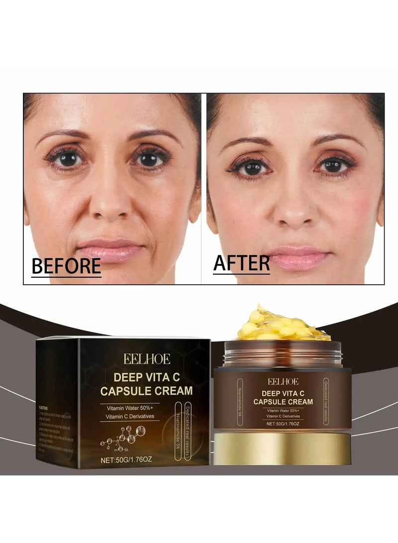 EELHOE Deep Vita C Capsule Cream, Niacinamide Whitening Moisturizing Cream, Anti-Aging Wrinkle Face Moisturizer Capsule Creams, Liposomes Capsules, Transparent Gel For Glow Hydration - Image 2