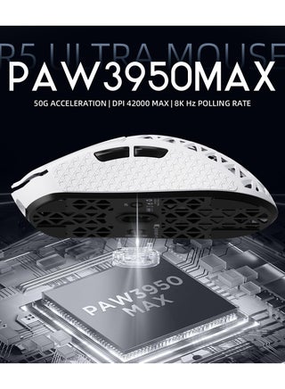 ماوس ألعاب لاسلكي R5Ultra 8K من ألياف الكربون بدقة 42000 نقطة في البوصة - مستشعر PAW3950 MAX - وزن خفيف للغاية 39 جرام - Nordic52840 - ماوس سلكي/بلوتوث/لاسلكي قابل للبرمجة بتردد 2.4 جيجاهرتز لأجهزة الكمبيوتر الشخصية/أجهزة ماك - view 4