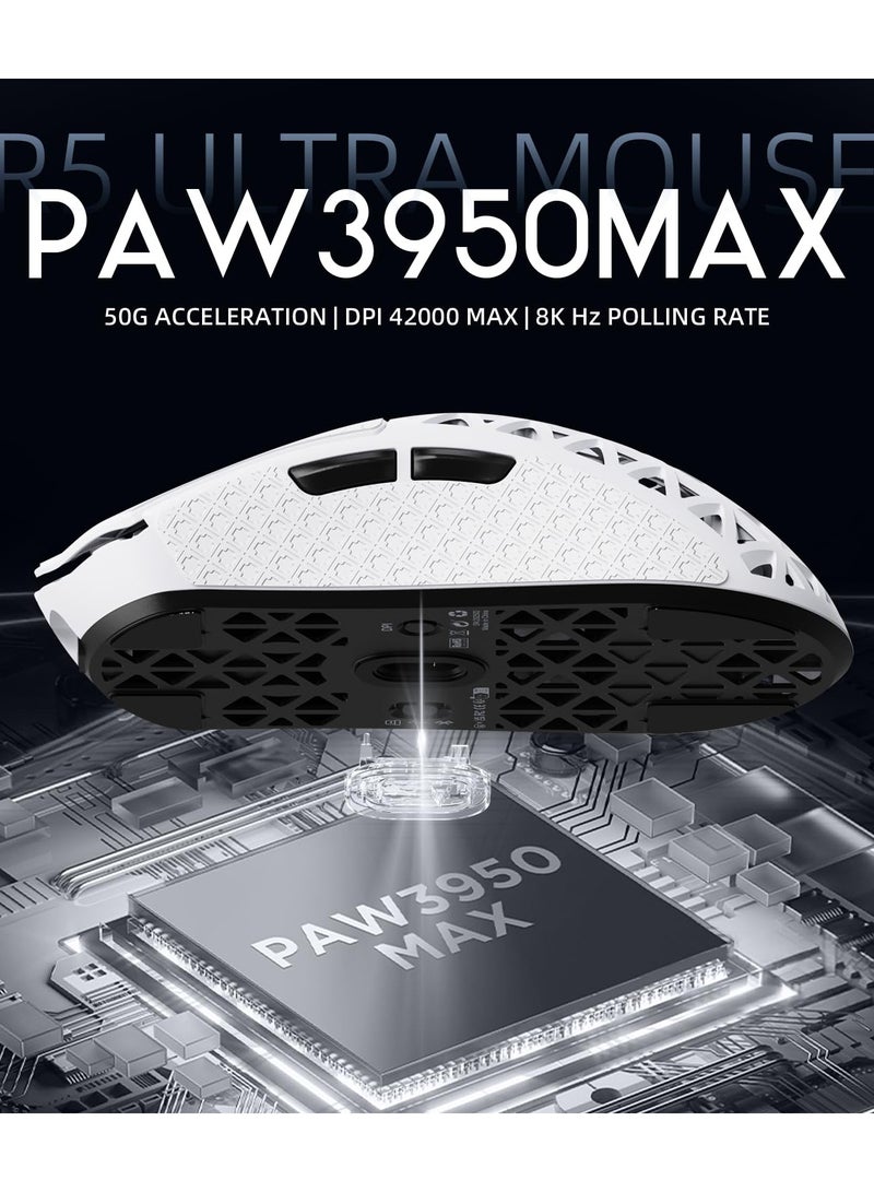 R5Ultra 8K Carbon Fiber Wireless Gaming Mouse with 42,000 DPI -PAW3950 MAX Sensor -39g Ultra-Lightweight -Nordic52840 -Wired/BT/2.4GHz Wirelss Programmable Mouse for PC/Mac - view 4