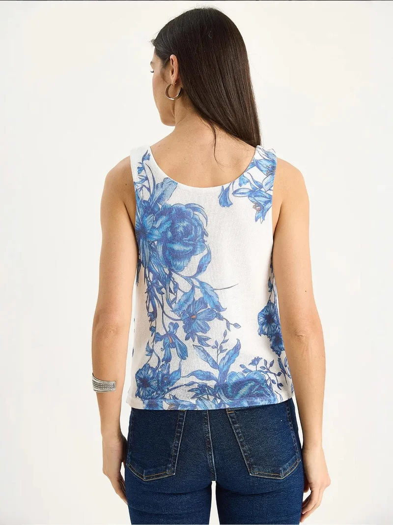 Bianco Lucci Multicolor LUCCI Floral U Collar Sleeveless Top for Women | Best Price UAE