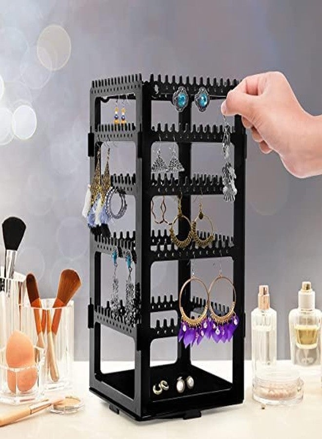 DecoLogy Acrylic Rotating Earrings Stand Jewelry Display Organiser/Earrings Organiser/Jewellery Towers/Jewellery Stands/Earring Organizer Box/Chain Organiser (Rotating Earrings Organizer-Black, 1-SET) - Image 5
